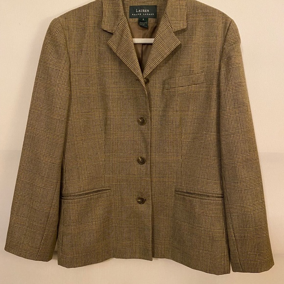 Lauren Ralph Lauren Jackets & Blazers - Lauren Ralph Lauren Wool Blazer Women's sz 8 Brown Herringbone Pockets Lined